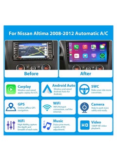SHEZA STAR Android Screen For Nissan Altima 2008 To 2012 2GB RAM 32GB ROM Support Apple Carplay Android Auto Full HD Touch Screen built In Bluetooth USB Radio WiFi Play Store Backup Camera include(Automatic AC)  - Image 2