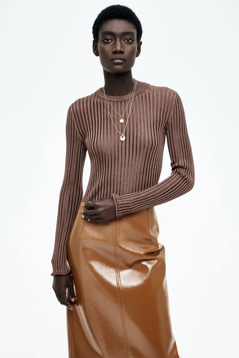 H&M Sheer rib-knit top