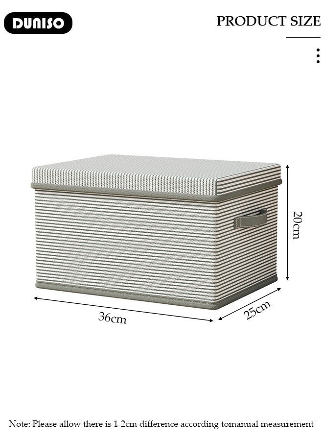 DUNISO 3 Pack Closet Storage Box with Lid and Handle, Stackable Wardrobe Clothes Organizer, Foldable Closet Storage Basket, Cube Storage Bins for Clothing, T-Shirt, Jeans, Sweaters, Toys & Books (18L) - Image 4