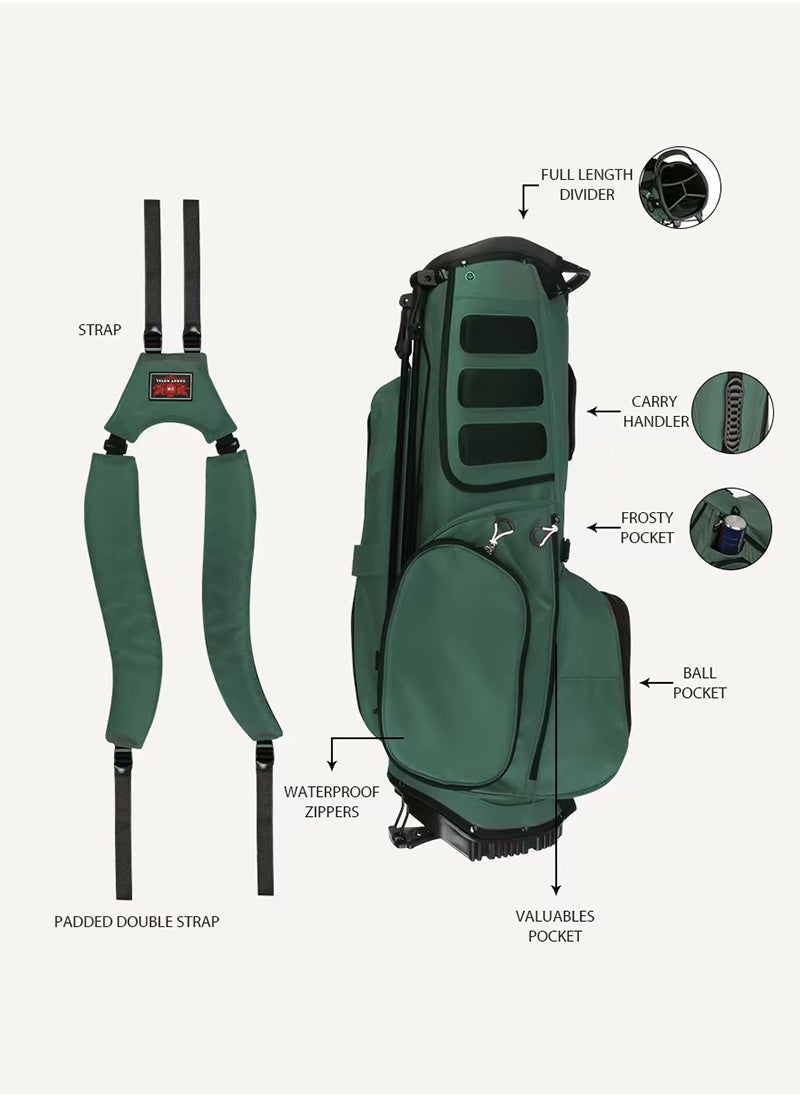 Golf Bag - Lightweight Golf Cart Bag with Enhanced Storage, Value Organizer, Waterproof Pockets, Sturdy Leg Locks, Extra Pocket(Green)