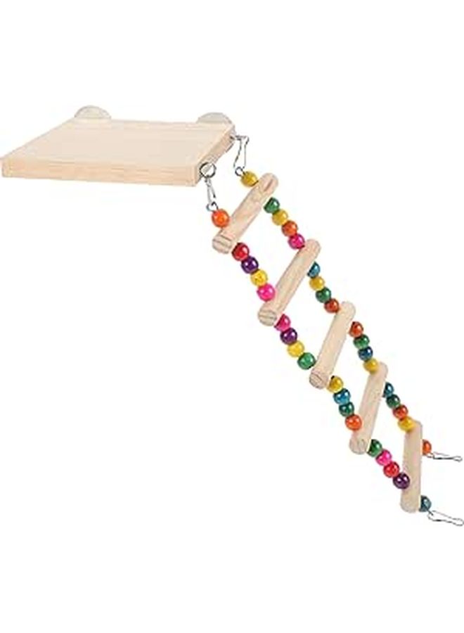 Wooden Bird Ladder with 5 Section Steps and Perch Platform for Budgie Training Cage - Image 1