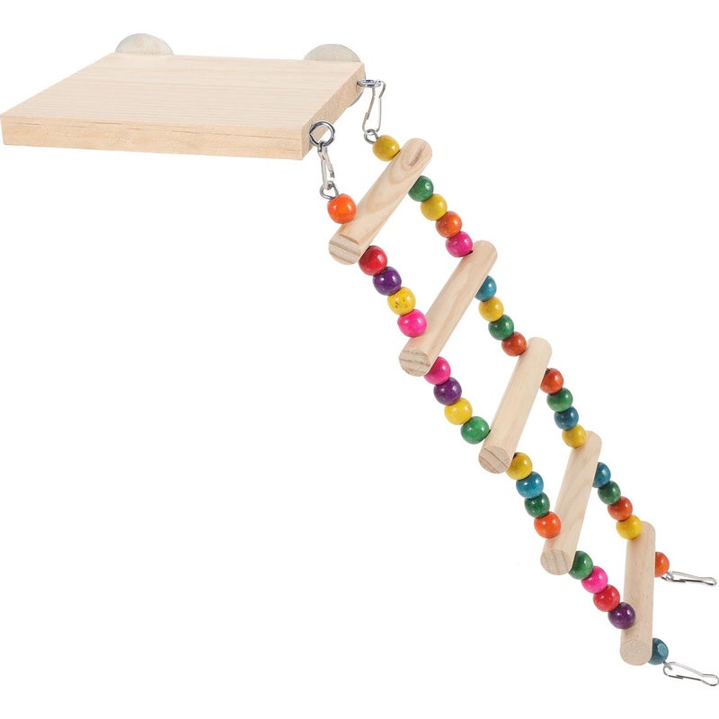 Wooden Bird Ladder with 5 Section Steps and Perch Platform for Budgie Training Cage - Image 2
