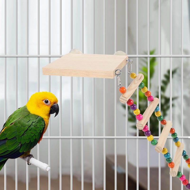 Wooden Bird Ladder with 5 Section Steps and Perch Platform for Budgie Training Cage - Image 5