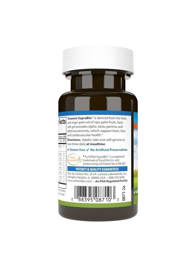Carlson Tocomin SupraBio, Bio-enhanced Tocotrienol Complex, Supports Healthy Brain & Cardiovascular System, 60 soft gels - Image 3