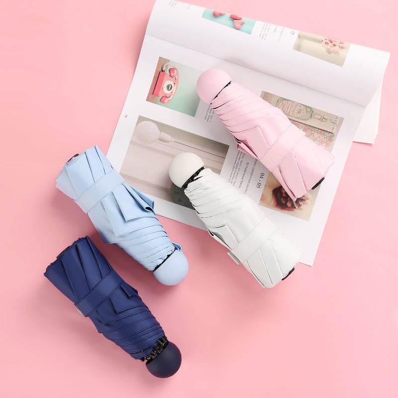 Small Fresh Solid Color 8 Bone 50% Black Rubber Umbrella Sunscreen Uv Protection Sun Umbrella Women'S Personalized Umbrella Creative Sunshade Umbrella - Image 2