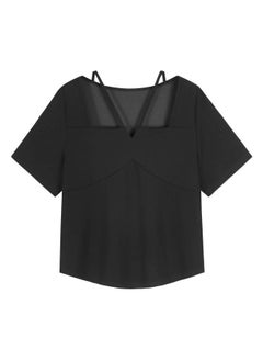Short Sweet And Spicy Style Halter Square Collar T-shirt Women's Summer Chubby Girl Plus Size Shoulder Solid Color Slimming Top 63028