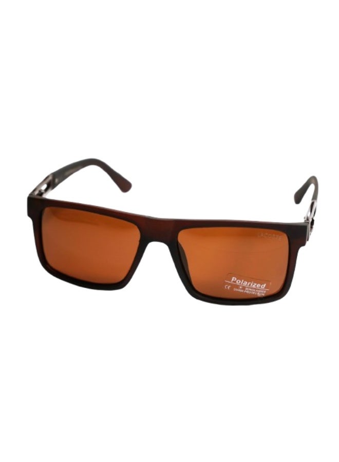 Unisex Polarized Rectangular Sunglasses – Model S012, Brown Lens & Brown Frame - Image 1