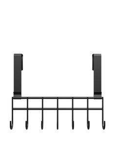 sulfar 1 Piece Premium Mild Steel Door Hangers for Clothes / Cloth Holder / Drill Free Hooks for Hanging Towel/Shirts/Coats/Over the Door Hanger (Black) 7 Hooks, Pack of 1  - Image 1