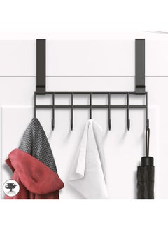 sulfar 1 Piece Premium Mild Steel Door Hangers for Clothes / Cloth Holder / Drill Free Hooks for Hanging Towel/Shirts/Coats/Over the Door Hanger (Black) 7 Hooks, Pack of 1  - Image 3