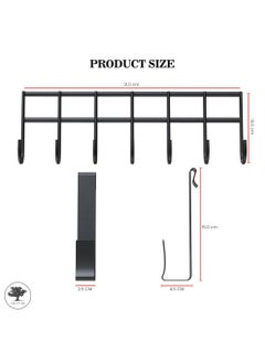sulfar 1 Piece Premium Mild Steel Door Hangers for Clothes / Cloth Holder / Drill Free Hooks for Hanging Towel/Shirts/Coats/Over the Door Hanger (Black) 7 Hooks, Pack of 1  - Image 2