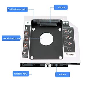 CARE CASE® Optical Bay 2nd Hard Drive Caddy, 9.5 mm CD/DVD Drive Slot for SSD and HDD (Pack of 5) - Image 4