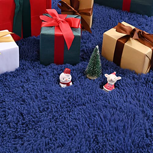 Jelymark Super Soft Shaggy Rug for Bedroom, 4x5.9 Feet Fluffy Carpet for Living Room, Fuzzy Indoor Plush Area Rug for Home Decor, Furry Floor Rugs for Dorm, Kids Nursery Rug for Girls, Navy Blue - Image 5