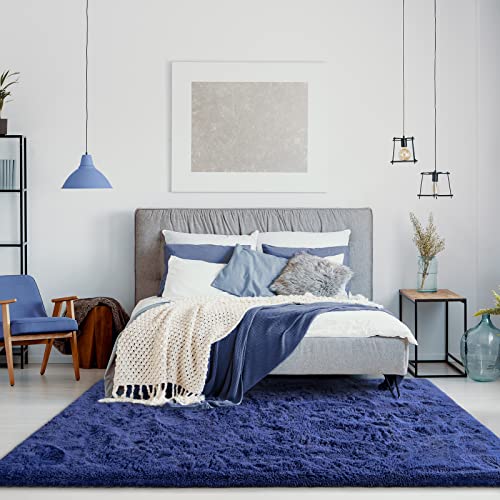 Jelymark Super Soft Shaggy Rug for Bedroom, 4x5.9 Feet Fluffy Carpet for Living Room, Fuzzy Indoor Plush Area Rug for Home Decor, Furry Floor Rugs for Dorm, Kids Nursery Rug for Girls, Navy Blue - Image 3