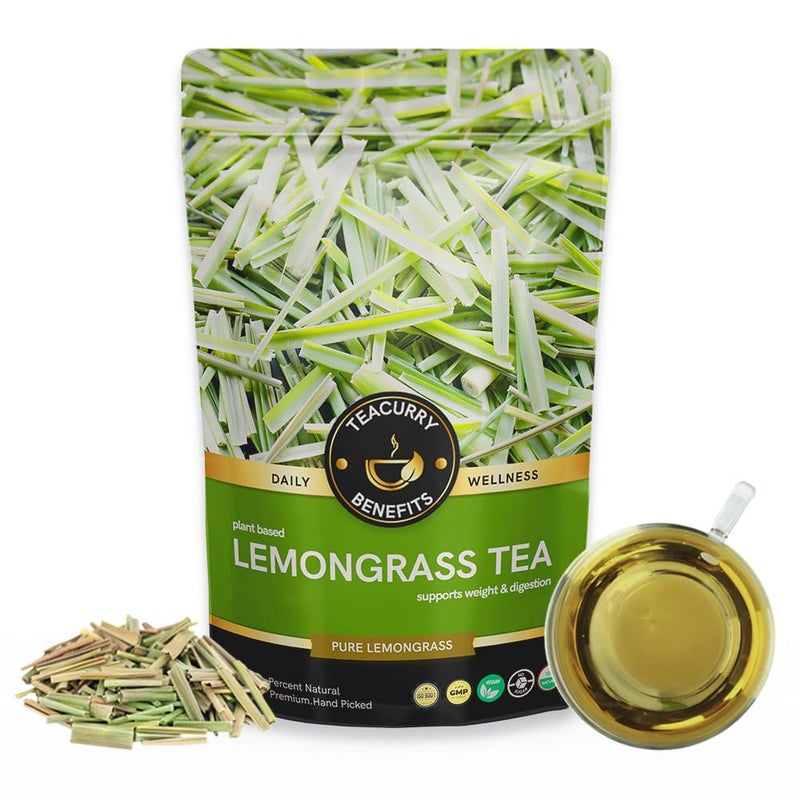 TEACURRY Lemongrass Tea (25 Grams, 50 Cups) - Helps with Inflammation, Digestion, Pressure - Cambodian Lemongrass - Image 1