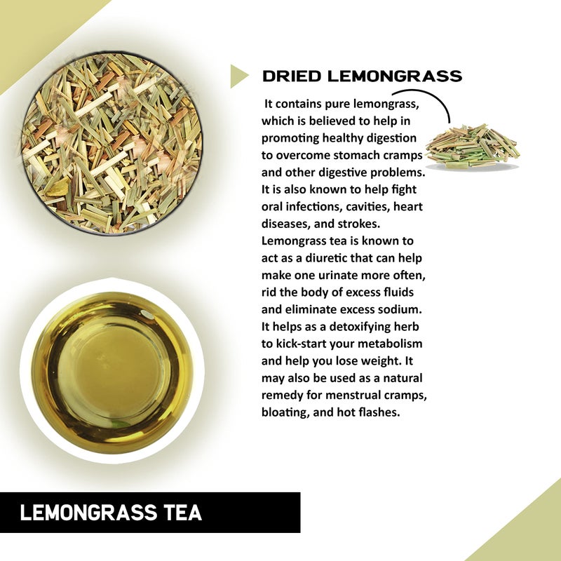TEACURRY Lemongrass Tea (25 Grams, 50 Cups) - Helps with Inflammation, Digestion, Pressure - Cambodian Lemongrass - Image 2