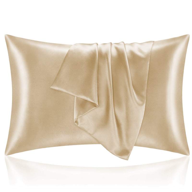 BEDELITE Satin Pillowcase for Hair and Skin  Super Soft and Cooling Similar to Silk Pillow Cases 2 Pack with Envelope Closure  Gift for Women Men(20""x36"" King Size  Champagne) - Image 1