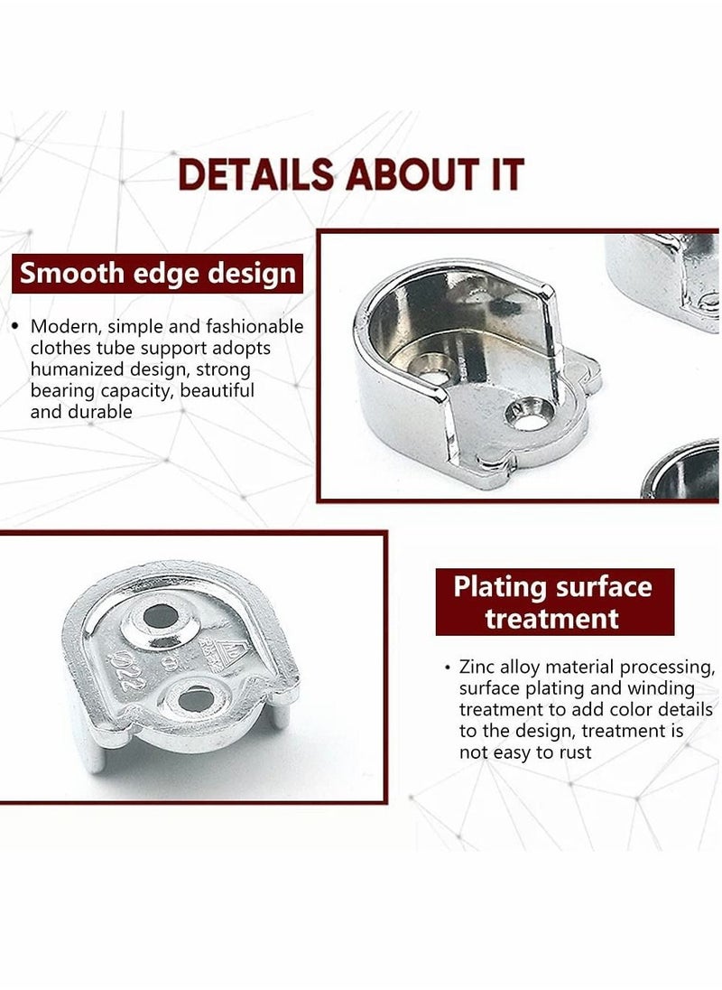 Y&D Heavy Duty Closet Pole Sockets 4 Pack Stainless Steel Rod End Supports Flange Holder with Screws  - Image 4