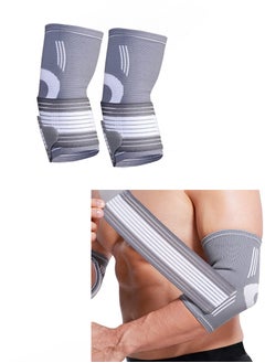 JINGBA SUPPORT 2 Pack Elbow Support Straps, Adjustable Straps Elbow Compression Sleeves 1 Pair, For Tennis Elbow Relief, Weightlifting, Arthritis, Exercise, Reduce Joint Pain During Fitness Activities (L)  - Image 1