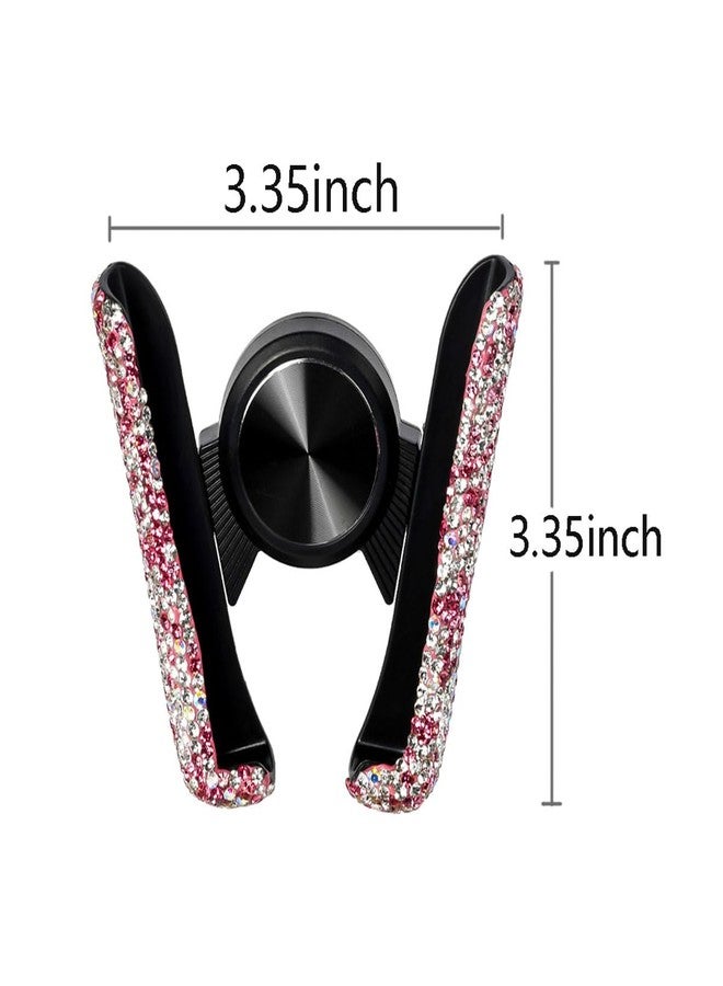 SUNCARACCL Bling Car Phone Holder Mini Car Dash Air Vent Automatic Phone Mount Universal 360°Adjustable Crystal Auto Car Stand Car Accessories for Women and Girls (Pink) - Image 2