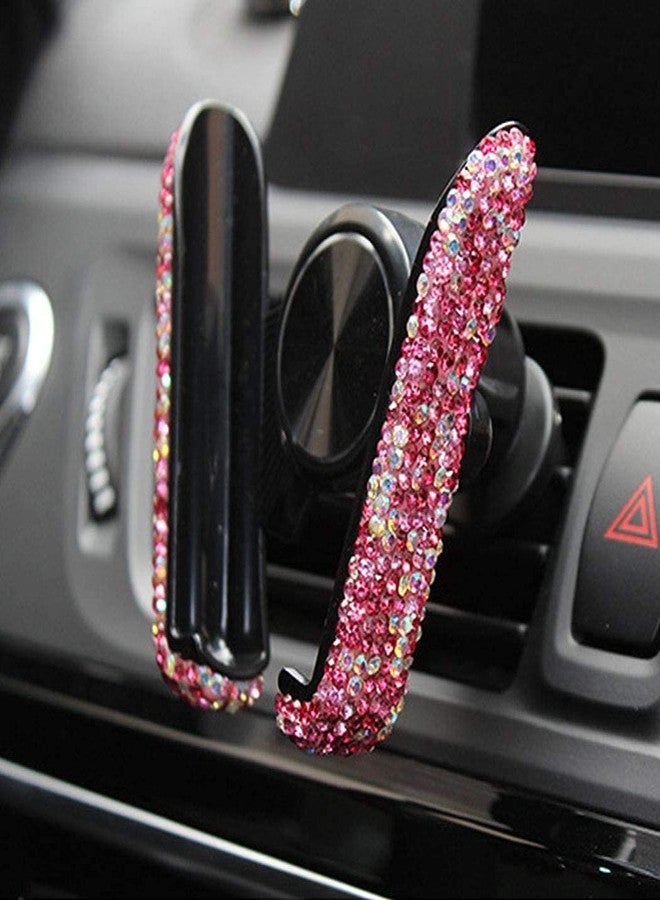 SUNCARACCL Bling Car Phone Holder Mini Car Dash Air Vent Automatic Phone Mount Universal 360°Adjustable Crystal Auto Car Stand Car Accessories for Women and Girls (Pink) - Image 3
