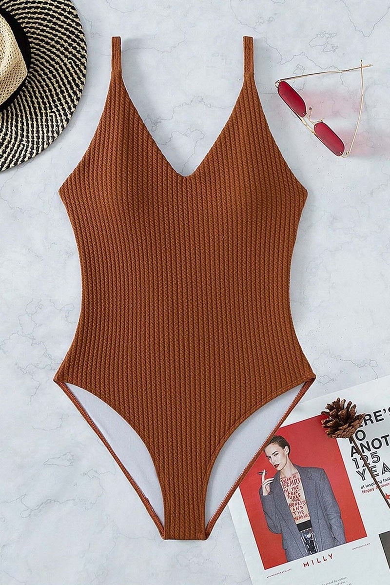 Angelsin Special Fabric Cross Back Low-cut Swimsuit Mayokini - Image 4