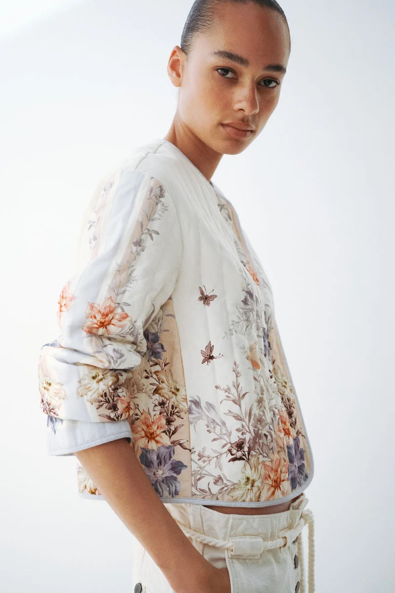 Quilted linen-blend jacket