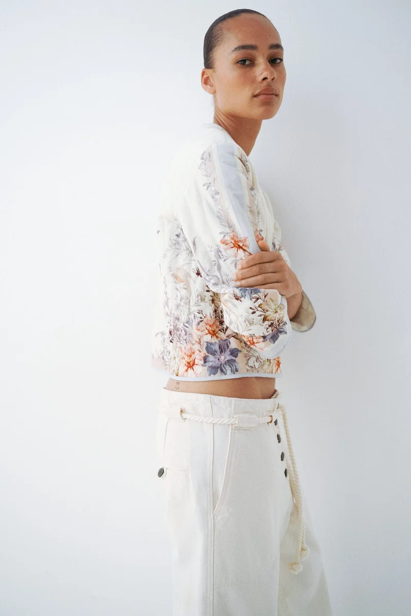 H&M  Quilted linen-blend jacket for Women | Best Price UAE