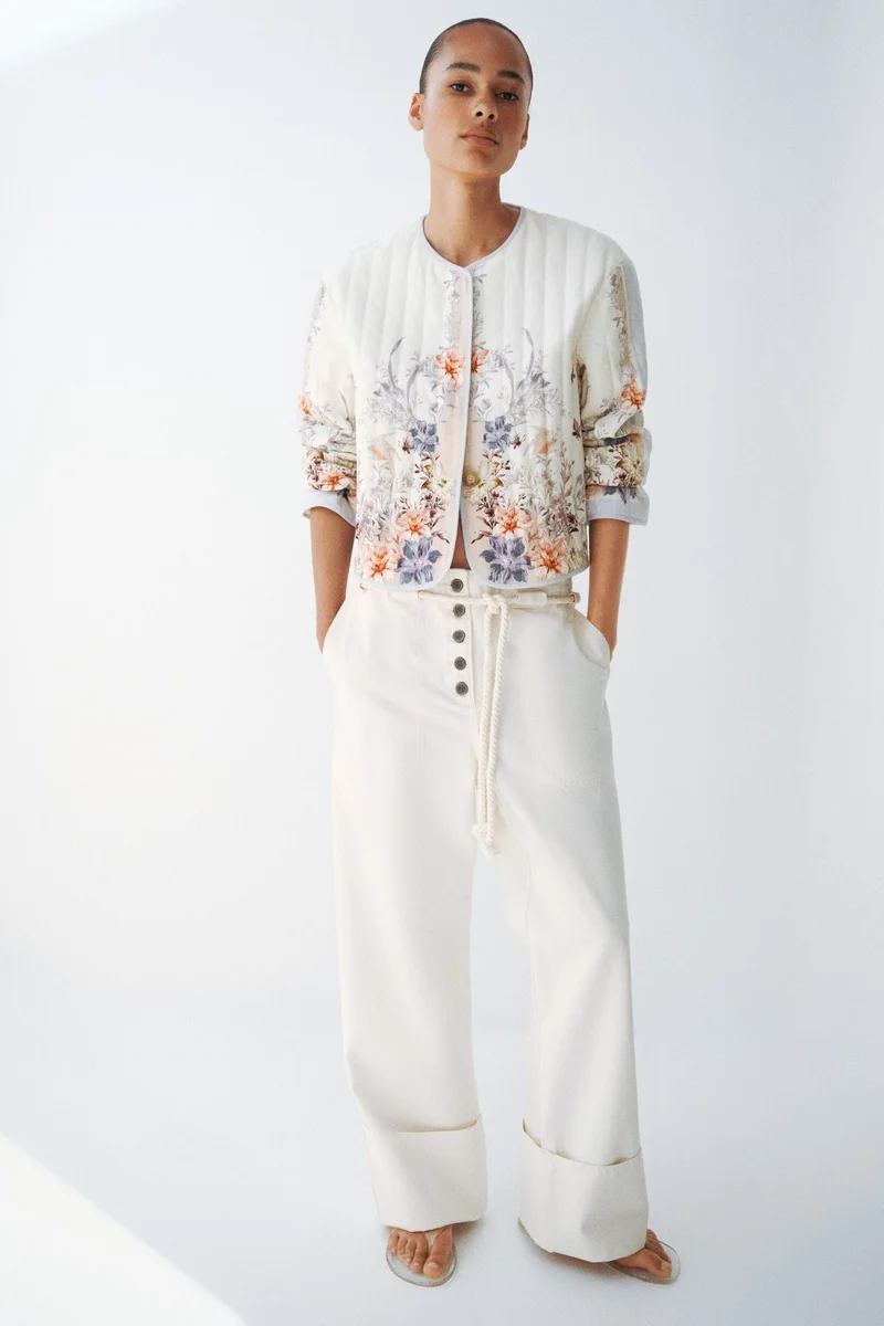 H&M  Quilted linen-blend jacket for Women | Best Price UAE