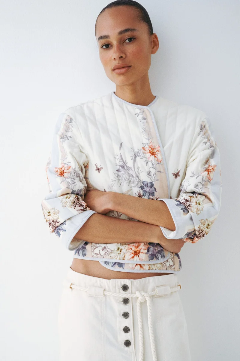 H&M  Quilted linen-blend jacket for Women | Best Price UAE