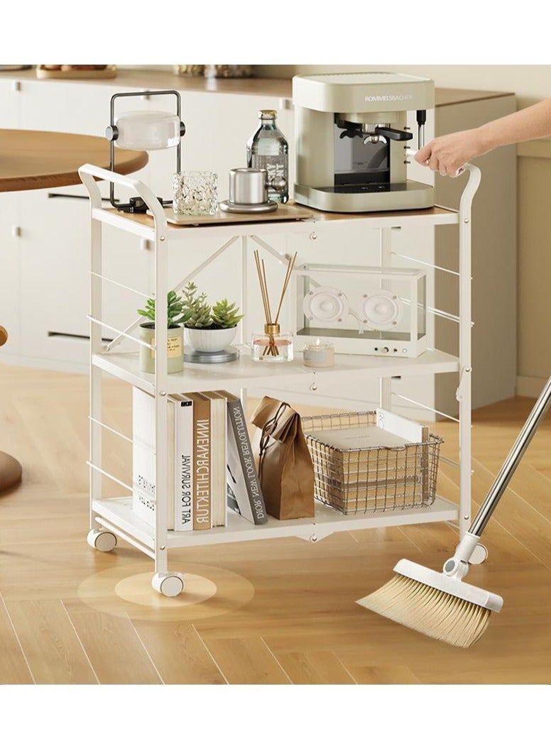 DubaiGallery رف كتب قابل للطي 3 طبقات رفوف تخزين معدنية مع عجلات بدون تجميع تنظيم المطبخ والمرآب والمخزن لغرفة المعيشة والدراسة والدفيئة - Image 2