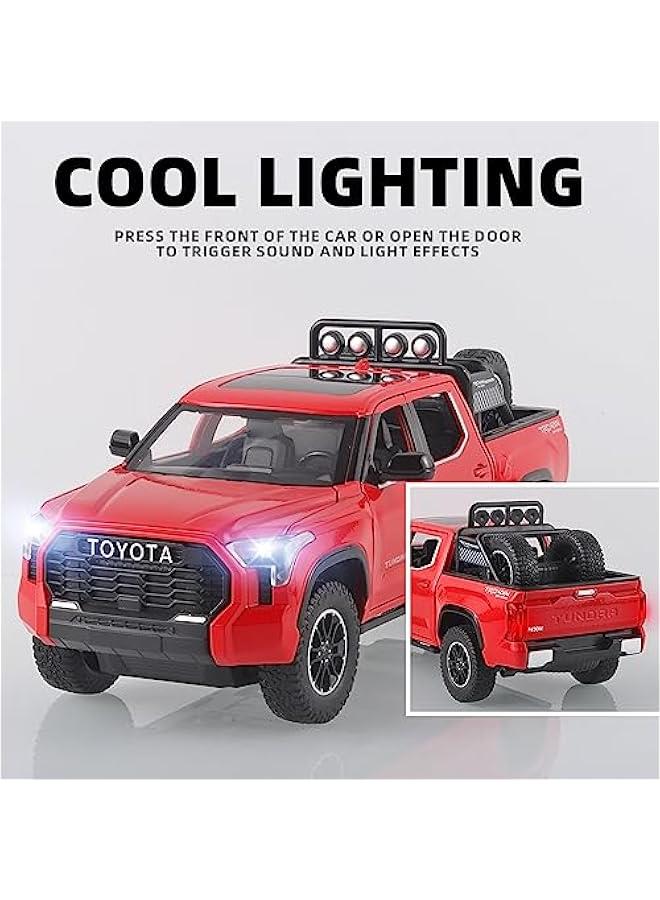 Toy Trucks for Boys 1/24 Tundra Diecast Metal Model Toy Pickup Truck Pull Back Car Model with Light and Sound Toy Trucks for Boys Age 4-7(Red) - Image 3