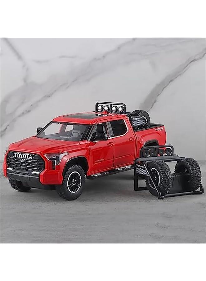 Toy Trucks for Boys 1/24 Tundra Diecast Metal Model Toy Pickup Truck Pull Back Car Model with Light and Sound Toy Trucks for Boys Age 4-7(Red) - Image 4