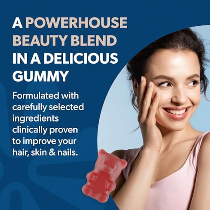 BIOMA Hair, Skin & Nails Beauty Gummies - Supports Growth & Strength with Biotin, Collagen, Zinc & Vitamins C & D - Gluten-Free - 60 Gummies (30-Day Supply) - Image 4
