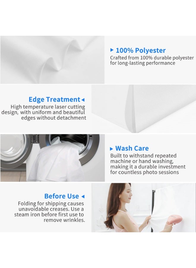 Photo Backdrop Curtains, 5 X 10Ft White Backdrop for Photoshoot, White Photography Seamless Backdrops Background for Easter, Birthday Party, Halloween, Photo, Projector Screen - Image 3