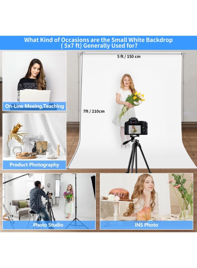 Photo Backdrop Curtains, 5 X 10Ft White Backdrop for Photoshoot, White Photography Seamless Backdrops Background for Easter, Birthday Party, Halloween, Photo, Projector Screen - Image 1
