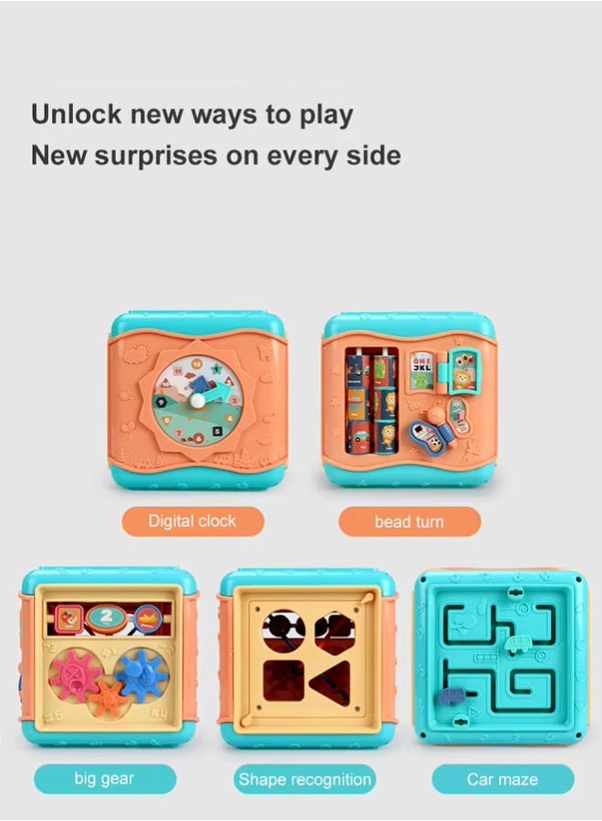 Baby Activity Cube, Multi Sensory Shape Blocks, Early Education Cognitive Grasping Sorter,Baby Educational Toys,Baby Activity Center Shape Sorter,Travel Music Toys for Toddlers - Image 3