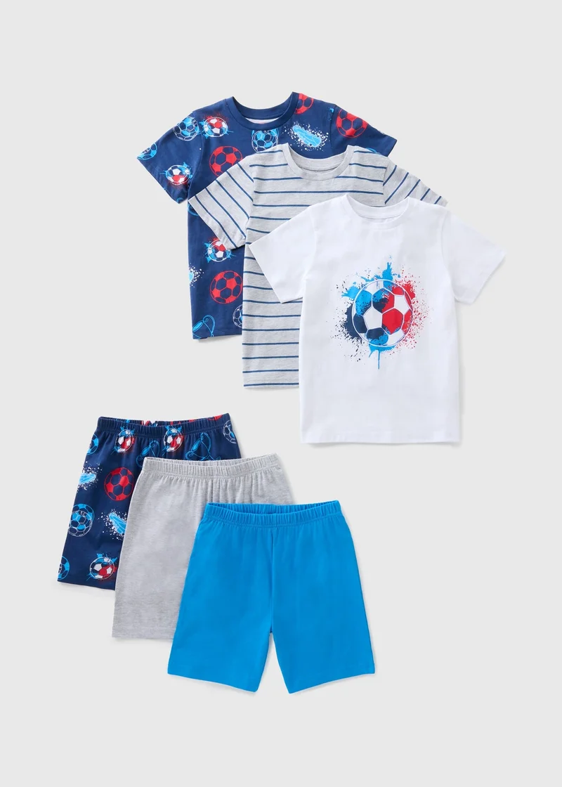 Matalan 3 Pack Boys Football Pyjama Set