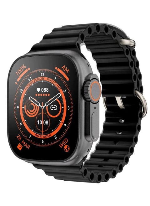X8+ Plus Ultra Series 8 Wearfit PRO (2023) Smart Watch 2.08 Inch IPS display NFC Bluetooth V5 Call Wireless Charger (Black)