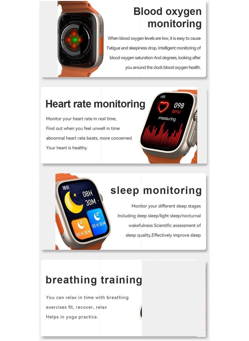 W&O - X8+ Plus Ultra Series 8 Wearfit PRO (2023) Smart Watch 2.08 Inch IPS display NFC Bluetooth V5 Call Wireless Charger (Black) - Image 1