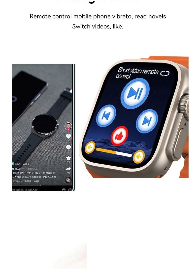 W&O - X8+ Plus Ultra Series 8 Wearfit PRO (2023) Smart Watch 2.08 Inch IPS display NFC Bluetooth V5 Call Wireless Charger (Black) - Image 1