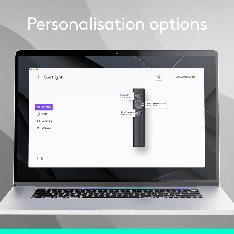 Logitech Spotlight Presentation Remote - Universal Wireless Presentation Clicker with Laser Pointer, Advanced Digital Highlighting, Bluetooth, 30 m Range and Quick Charging - Black - Image 4