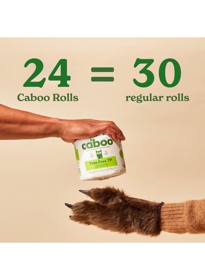 CABOO Tree Free Bamboo Toilet Paper, Septic Safe, Biodegradable, Eco Friendly Bath Tissue with Soft, Quick Dissolving 2 Ply Sheets (300 Sheets Per Roll, 24 Double Rolls) - Image 5