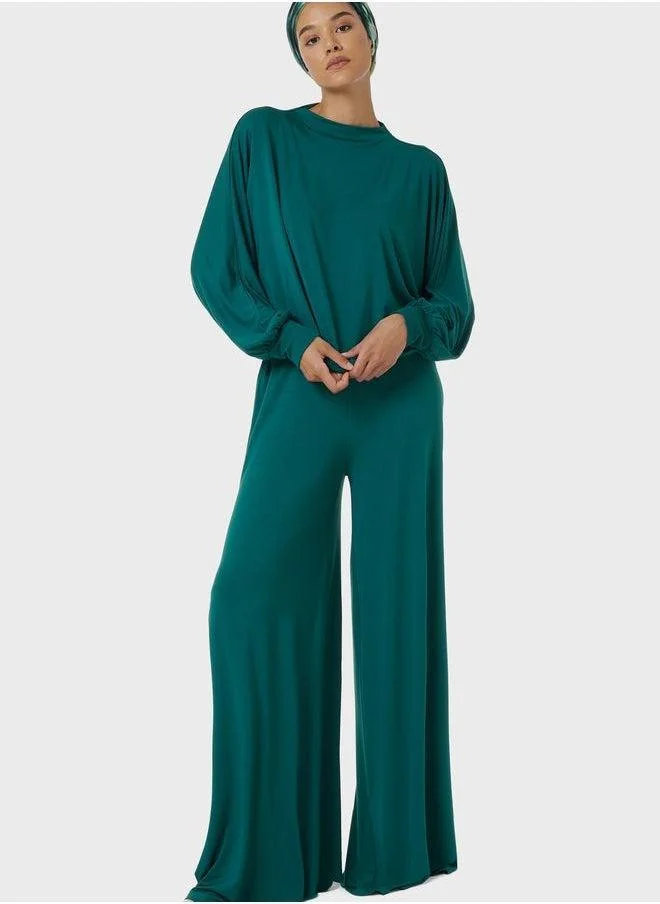 leem Batwing Ribbed Waist Top