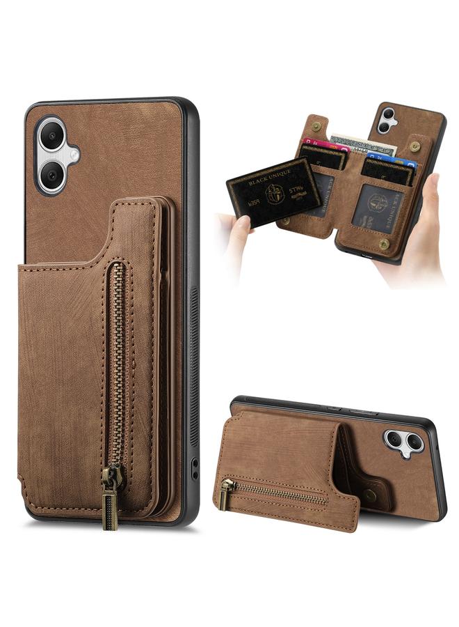 Green Tiger For Samsung Galaxy A04 4G Retro Leather Zipper Wallet Back Phone Case(Brown)