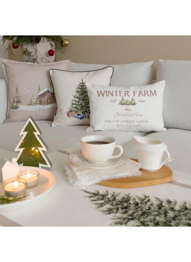 Ritmo Home Winter New Year Set of 3 Throw Pillow Covers with Piping  - Image 1