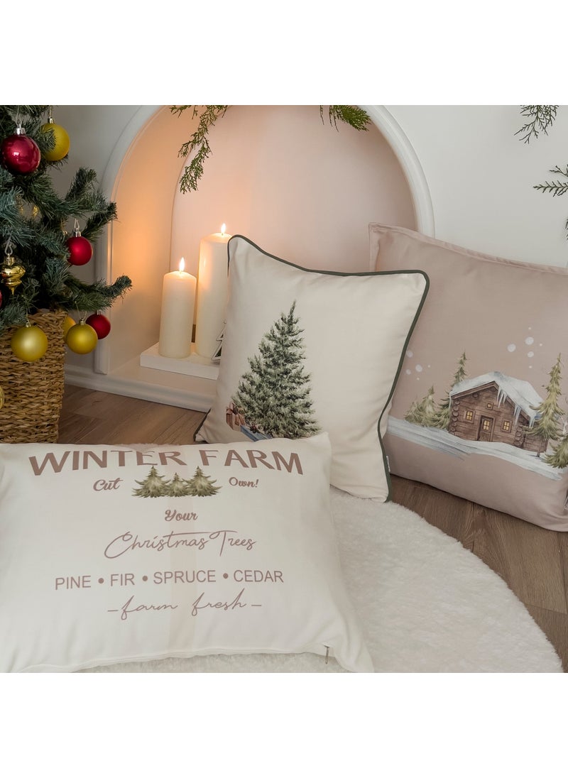 Ritmo Home Winter New Year Set of 3 Throw Pillow Covers with Piping  - Image 2
