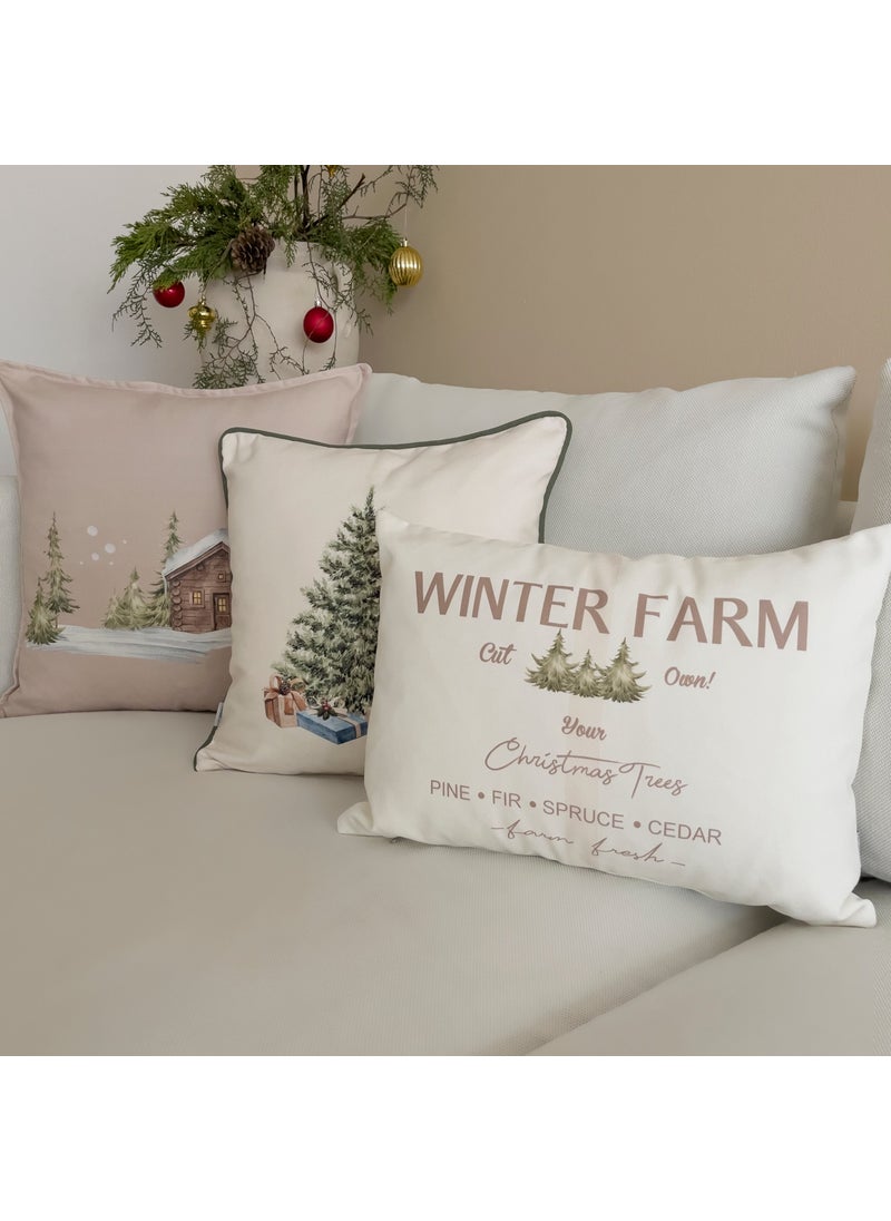 Ritmo Home Winter New Year Set of 3 Throw Pillow Covers with Piping  - Image 3