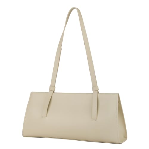 DONNAIN Genuine Leather Trendy Shoulder Bag for Women, Small Women Handbag and Clutch Purse (Beige) - Image 1