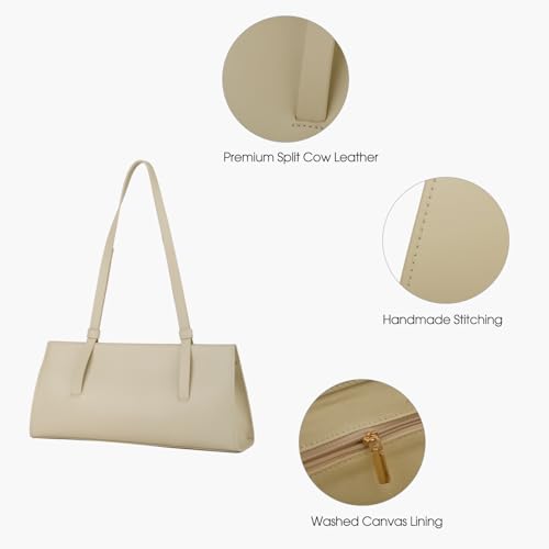 DONNAIN Genuine Leather Trendy Shoulder Bag for Women, Small Women Handbag and Clutch Purse (Beige) - Image 5