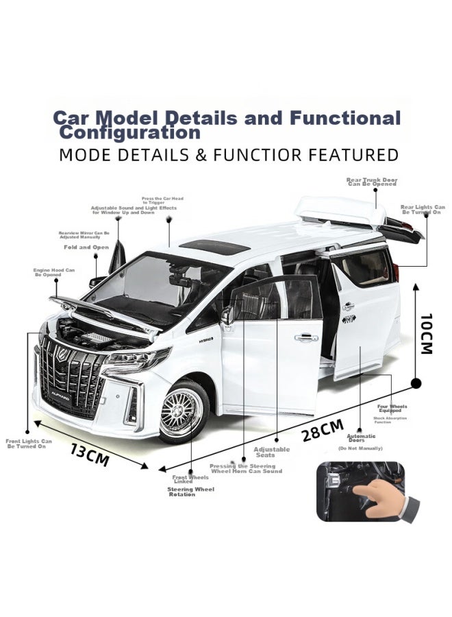 Black mamba Hei Manba E'fa White 1：18 Business Car Model, Realistic Alloy Children's Car Model Toy, Collectible Display Piece, Toy Car - Image 3
